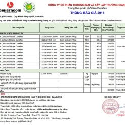 Báo giá tấm Duraflex Vĩnh Tường 2018