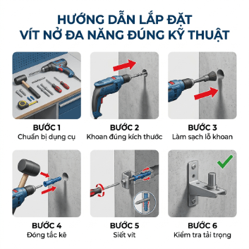 Vít nở đa năng là gì? Giải pháp cố định chắc chắn cho mọi loại tường 2026 9 hướng dẫn lắp đặt vít nở đa năng